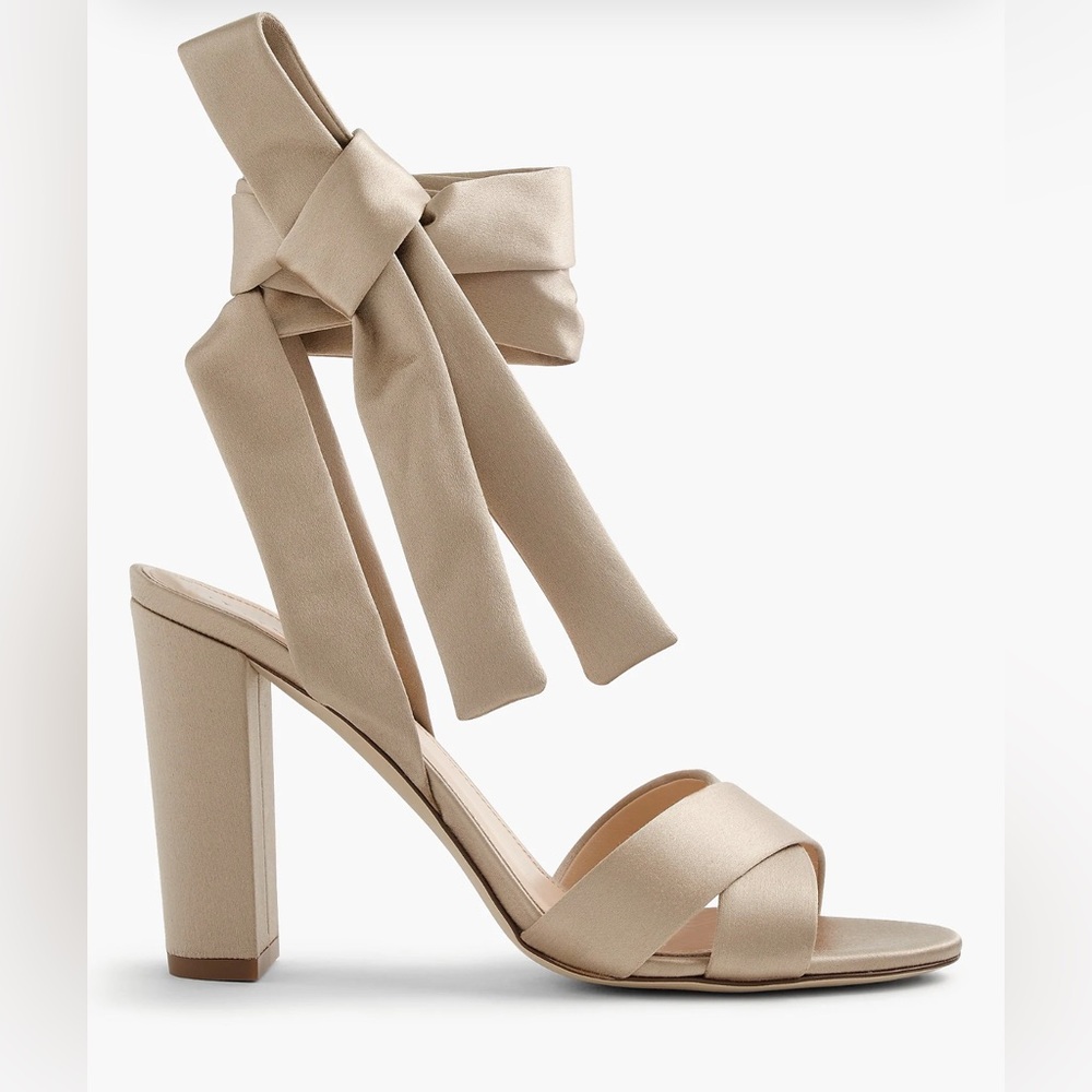 J. Crew: Satin Sandals With Ankle Wraps For Women High Heel Sandals 9